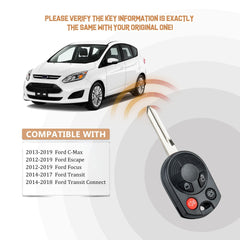 Car Key Fob Replacement for Ford Head 4 BTN 80 BIT with FCC ID: OUCD6000022 315MHZ F4SA