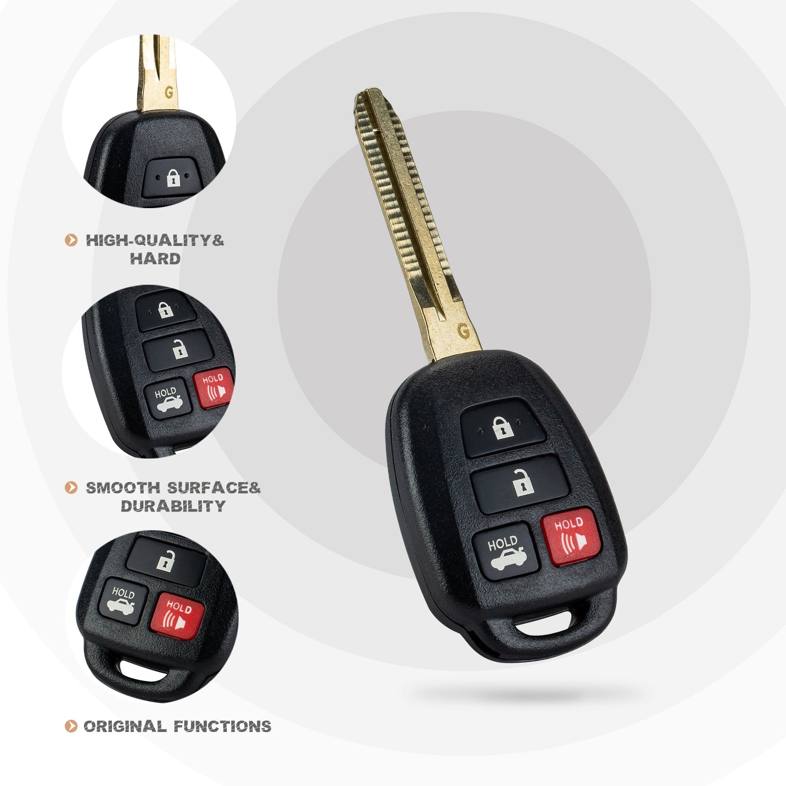 New Key Fob Replacement for 2012/2013/2014 Toyota Camry with FCC ID:HYQ12BDM G chip T4SB(10)