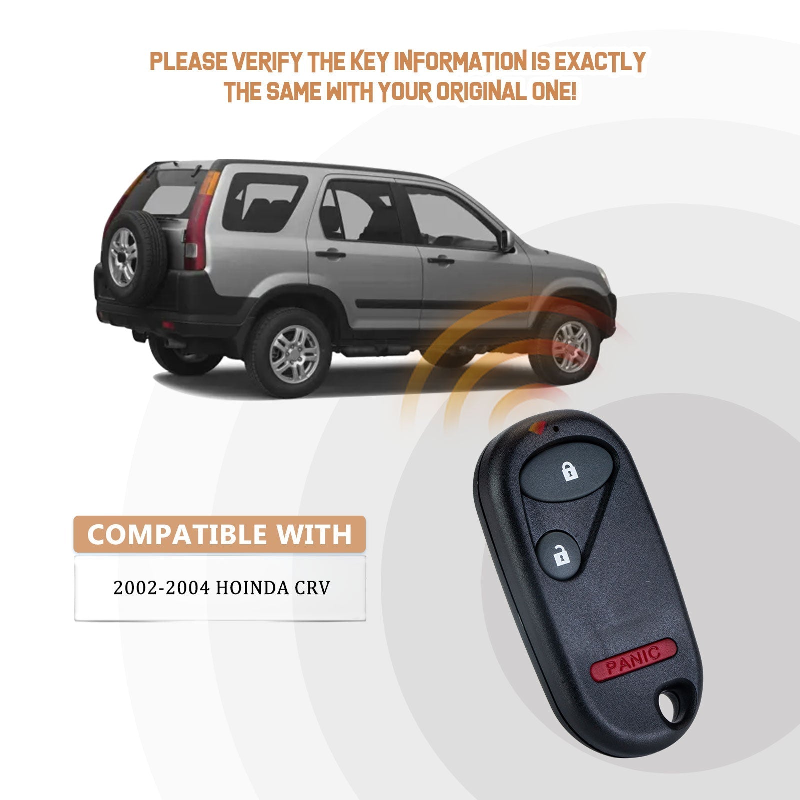 Brand New Car Key Fob Replacement for 2002 2003 2004 Honda CR-V with FCC ID: OUCG8D-344H-A H3RA(10)