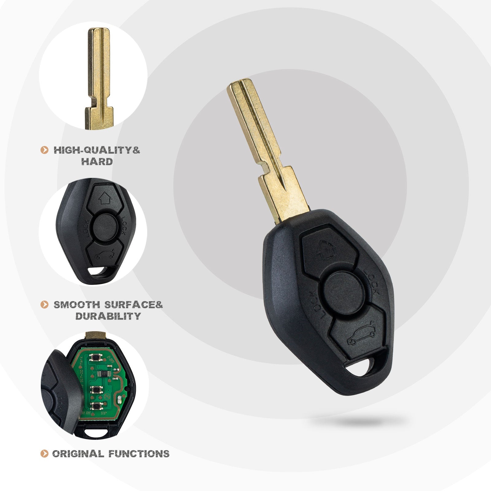 Replacement Car Key Fob for 1997/1998/1999/2000 BMW 328i 528i 540i 740i 740iL 750iL 315 MHZ with FCC ID:LX8 FZV, LX8FZV, 6955750 B3SB