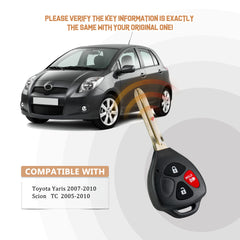 New Keyless Entry Replacement Car Key Fob for 2007/2008/2009/2010 Yaris with FCC ID: MOZB41TG 4D67 Chip  T3SD