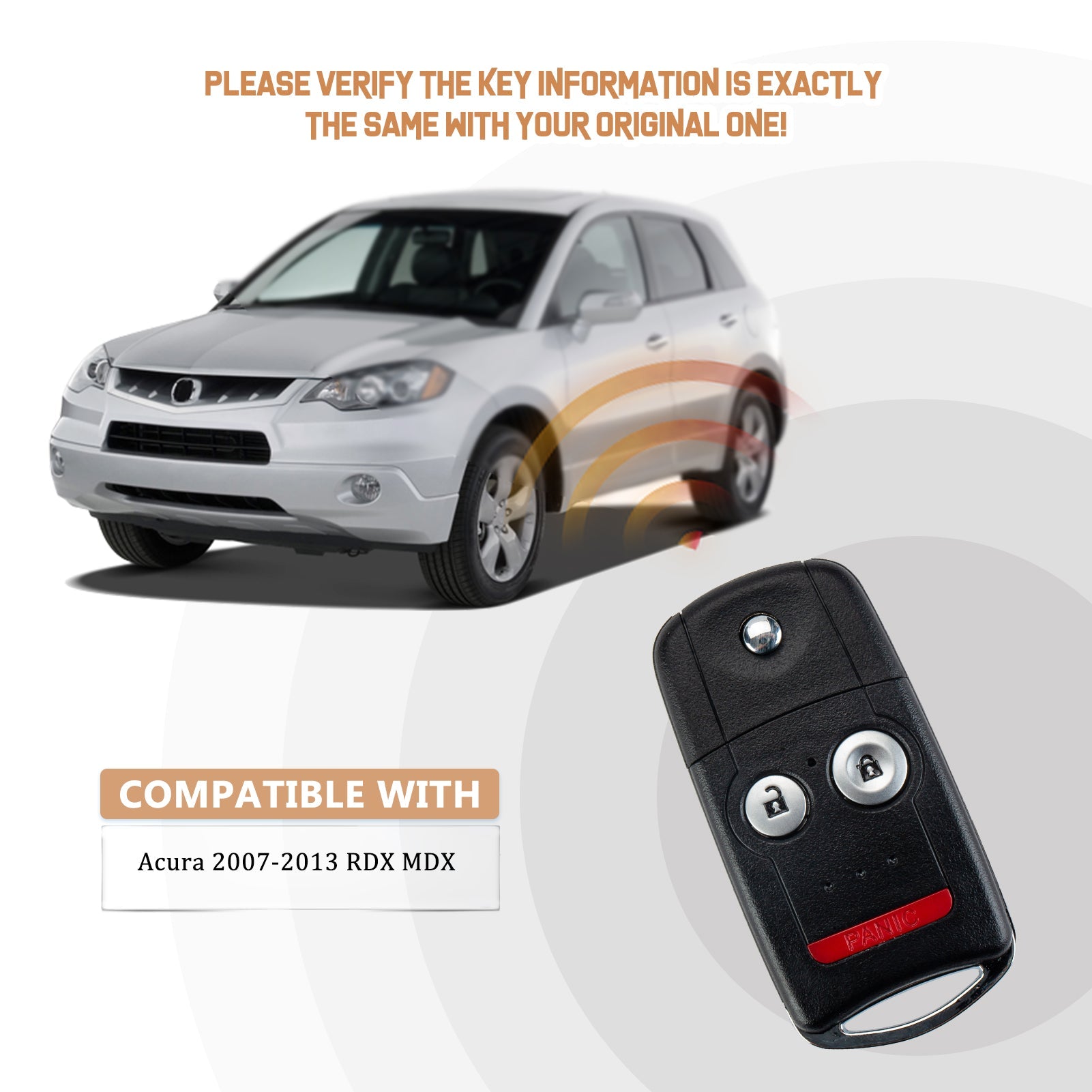 New Car Key Fob Replacement for 2007/2008/2009/2010/2011/2012/2013 RDX MDX with FCC ID: N5F0602A1A A3SA(5)