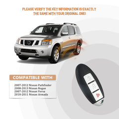 Car Key Replacement for 2008 2009 2010 2011 2012 2013 N1SSAN Rogue with FCC ID: CWTWBU729 315MHZ KR-N3RD