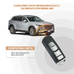 Replacement Car Key Fob for2016/2017/2018/2019 Mazda CX-5 CX-9 with FCC ID: WAZSKE13D01 315MHZ KR-M4RCV05