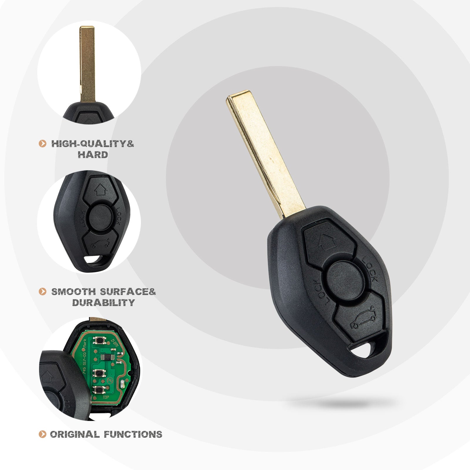 Replacement Car Key Fob for 2004/2005/2006/2007/2008/2009/2010 BMW X3 X5 Z4 315 MHz with FCC ID:LX8 FZV, LX8FZV ID44(7935) Chip B3SA