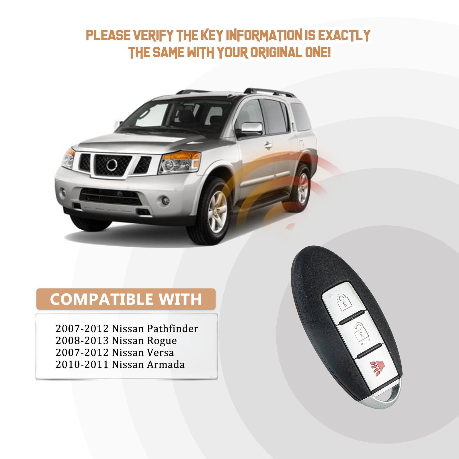 Car Key Replacement for 2008 2009 2010 2011 2012 2013 N1SSAN Rogue with FCC ID: CWTWBU729 315MHZ KR-N3RDV10