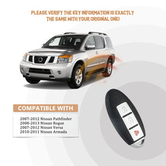 Car Key Replacement for 2008 2009 2010 2011 2012 2013 N1SSAN Rogue with FCC ID: CWTWBU729 315MHZ KR-N3RDV10