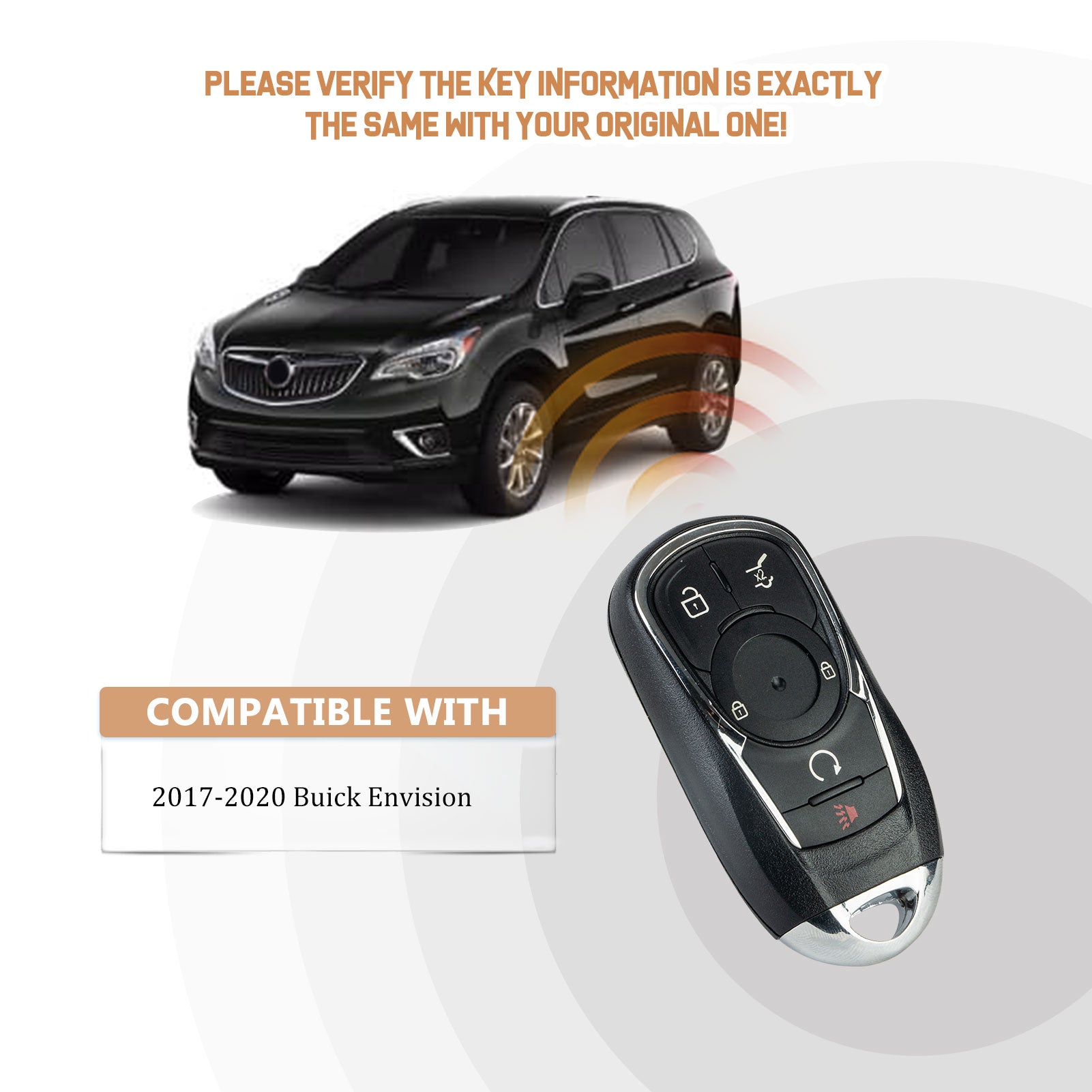 Car Key Fob for 2017 2018 2019 2020 BUlCK Envision with FCC ID: HYQ4EA 13508406 315Mhz KR-C5RE