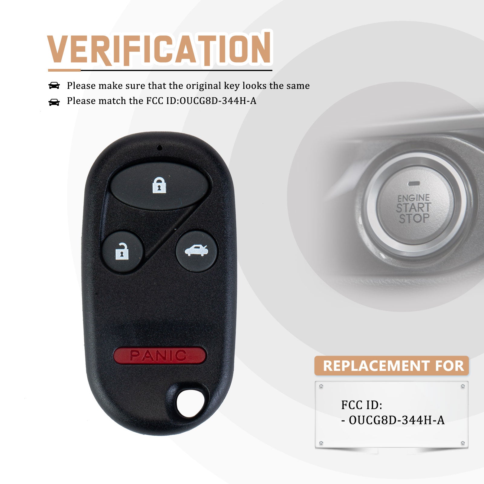 Brand New Car Key Fob Replacement for 2002/2003/2004 H0NDA CR-V with FCC ID: OUCG8D-344H-A H4RA(5)