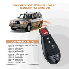 Replacement Car Key Fob for D0DGE JEEP with FCC ID: IYZ-C01C or M3N5WY783X 433MHZ KR-D4RB