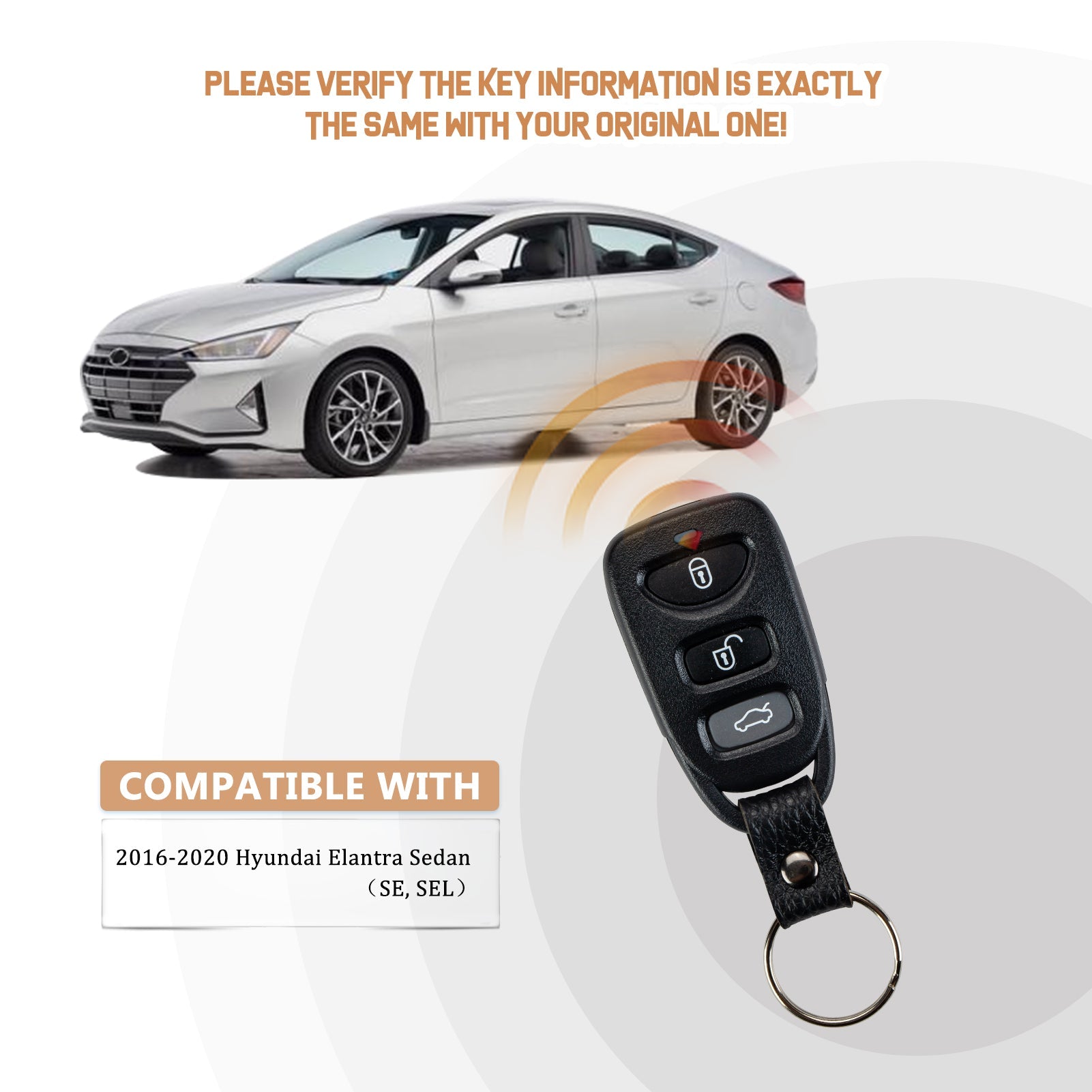 New Key Fob Replacement for 2016/2017/2018/2019/2020 Hyundai Elantra with FCC ID: OSLOKA-423T K4RF(5)