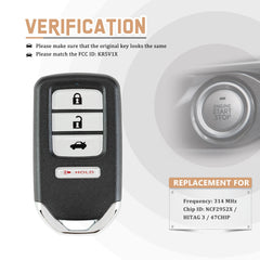 New Keyless Entry Replacement Car Key Fob for 2016/2017/2018/2019/2020 HR-V FCC: KR5V1X Frequency: 314 MHz Chip ID: NCF2952X / HITAG 3 / 47CHIP H4RD(5)