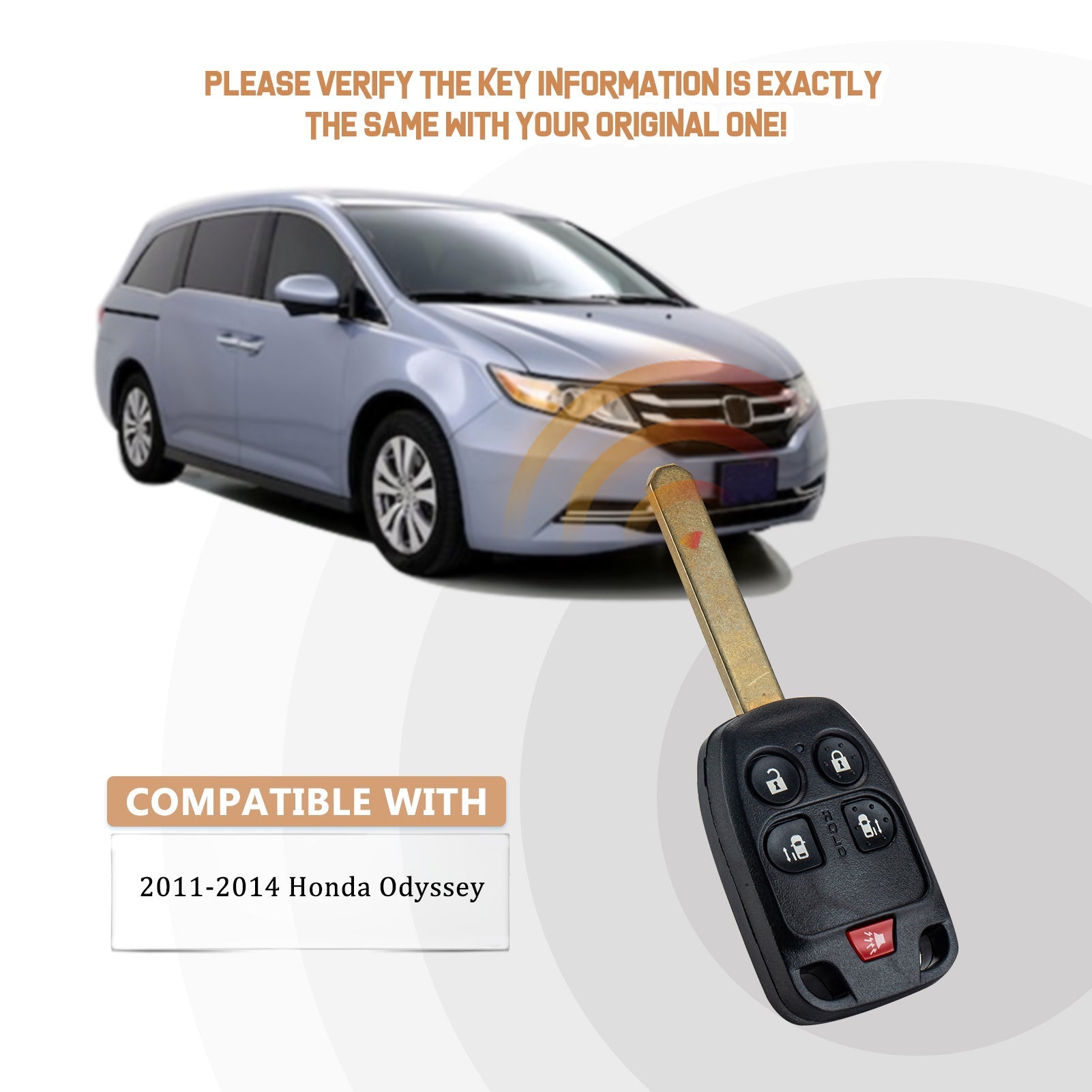 New Keyless Entry Replacement Car Key Fob for 2011/2012/2013/2014 Honda Odyssey with FCC ID: N5F-A04TAA H5SA(10)