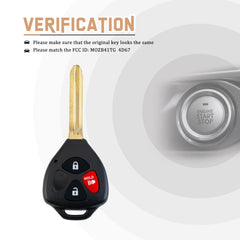 New Keyless Entry Replacement Car Key Fob for 2007/2008/2009/2010 Yaris with FCC ID: MOZB41TG 4D67 Chip  T3SD