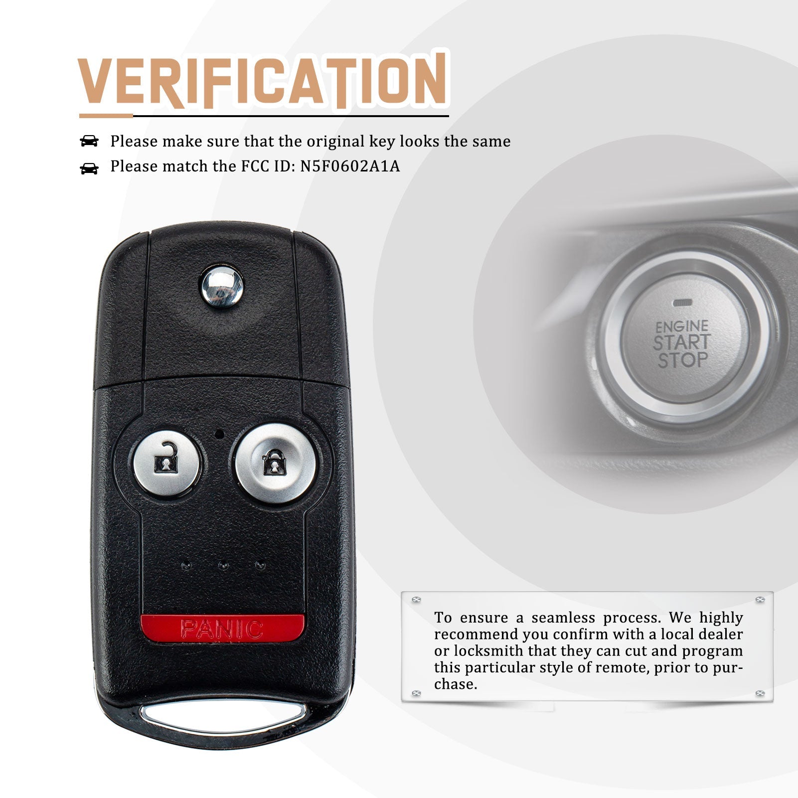 New Car Key Fob Replacement for 2007/2008/2009/2010/2011/2012/2013 RDX MDX with FCC ID: N5F0602A1A A3SA(5)