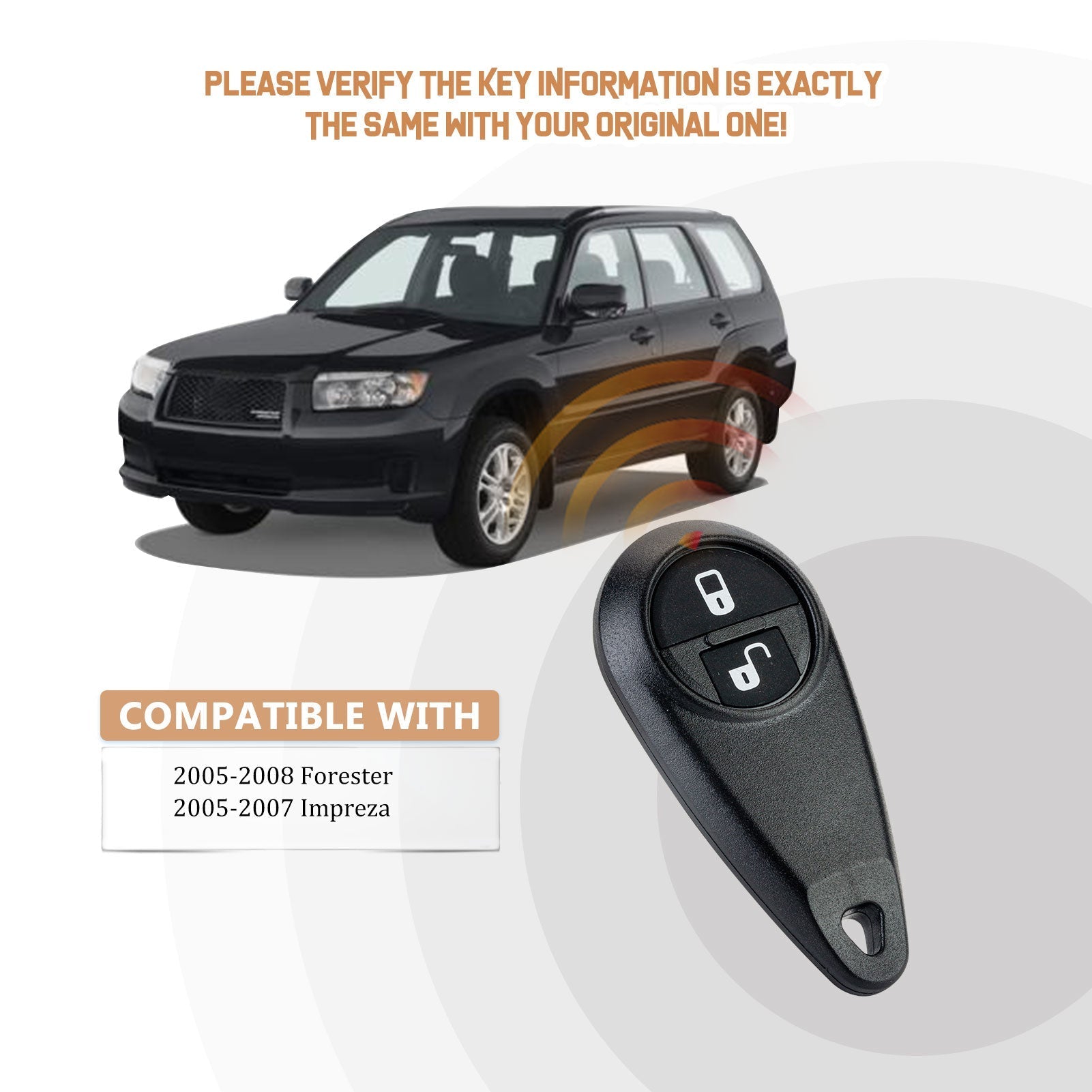 Replacement Car Key Fob for 2005/2006/2007 Subaru Forester Impreza with FCC ID: NHVWB1U711 433MHZ G2RB