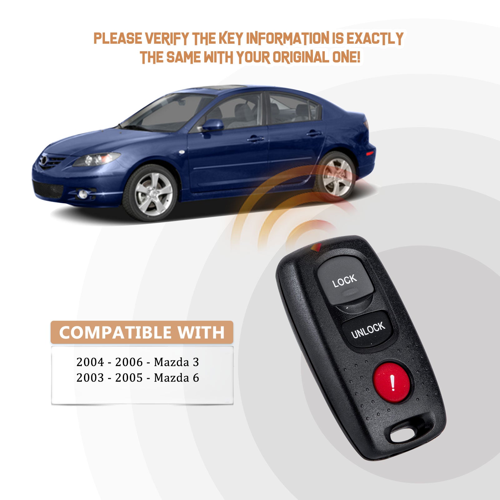 Car Key Fob Replacement for 2004 2005 M-zda 3 6 with FCC ID: KPU41846 315MHZ M3RC