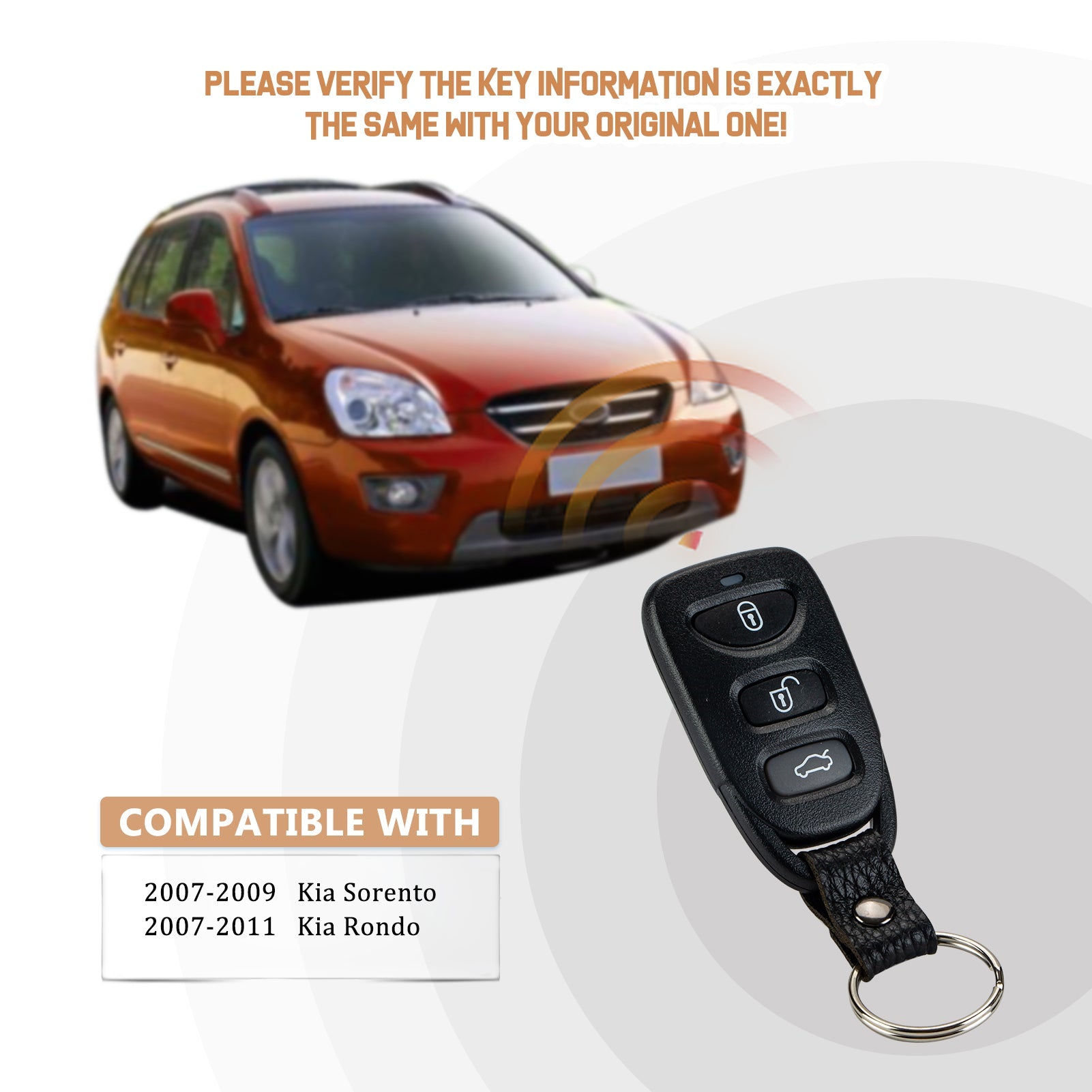 New Key Fob Replacement for 2007/2008/2009 K1A Sorento 2007/2008/2009/2010/2011 K1A Rondo with P/N: PLNHM-T011, 5648A-HMT011, 95430-1D201 K4RC(5)