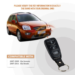 New Key Fob Replacement for 2007/2008/2009 K1A Sorento 2007/2008/2009/2010/2011 K1A Rondo with P/N: PLNHM-T011, 5648A-HMT011, 95430-1D201 K4RC(5)