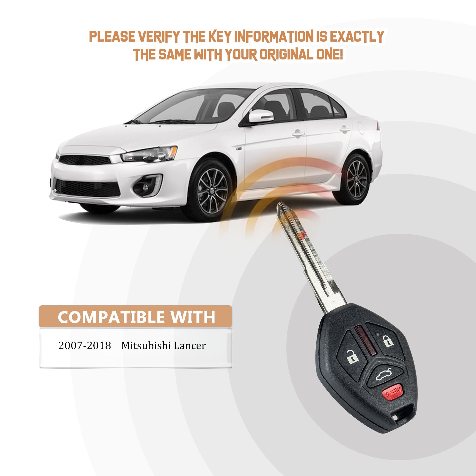 Head Key Replacement for 2008/2009/2010/2011/2012/2013/2014/2015/2016/2017 Lancer with FCC ID: OUCG8D-625M-A P/N: 6370A47 315MHz M4SD