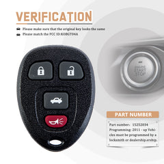 New Keyless Entry Replacement Remote Car Key Fob for Select Malibu Cobalt Lacrosse Grand Prix G5 G6 Models with P/N: 15252034 FCC ID: KOBGT04A C4RB