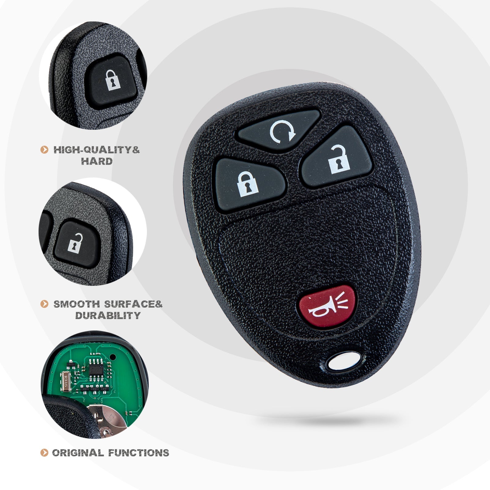 New Keyless Entry Replacement Car Key Fob for Select Silverado Suburban Tahoe Sierra Models with FCC ID:OUC60270 OUC60221 C4RC(5)