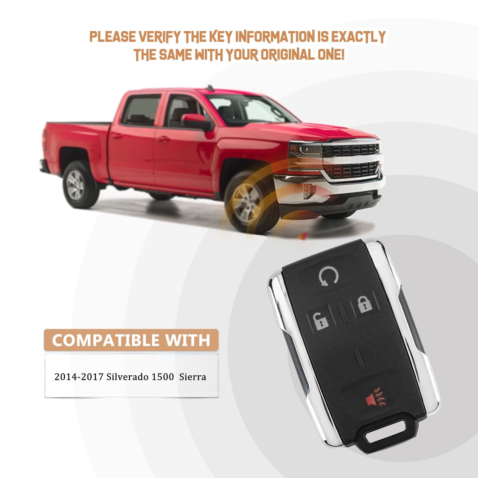 Silverado Sierra 2014-2020 Canyon Colorado 2015-2021 Key Fob Replacement FCC ID: M3N-32337100 Part#13577770/13580082 C4RG(10)