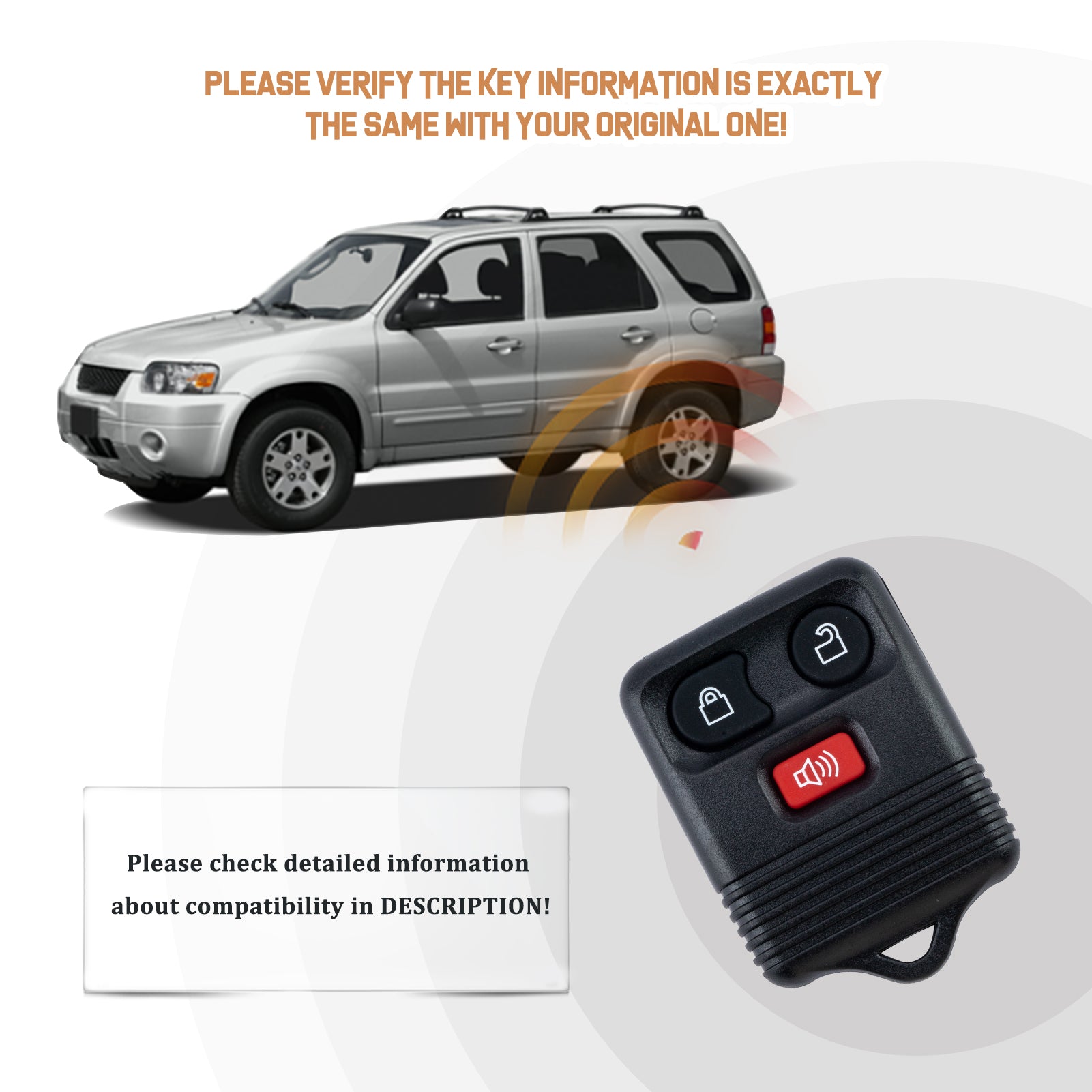 New Keyless Entry Replacement Car Key Fob for FCCID：CWTWB1U212 Explorer F150 Escape Edge Ranger Fusion etc. with DIY Programming Frequency:315 MHz F3RA