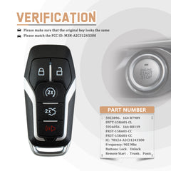 Replacement for Keyless Entry Edge Explorer Mustang Fusion Nautilus MKZ MKX MKC 902 Mhz PN: 5923896 FCC ID: M3N-A2C31243300 IC: 7812A-A2C31243300 F5RD