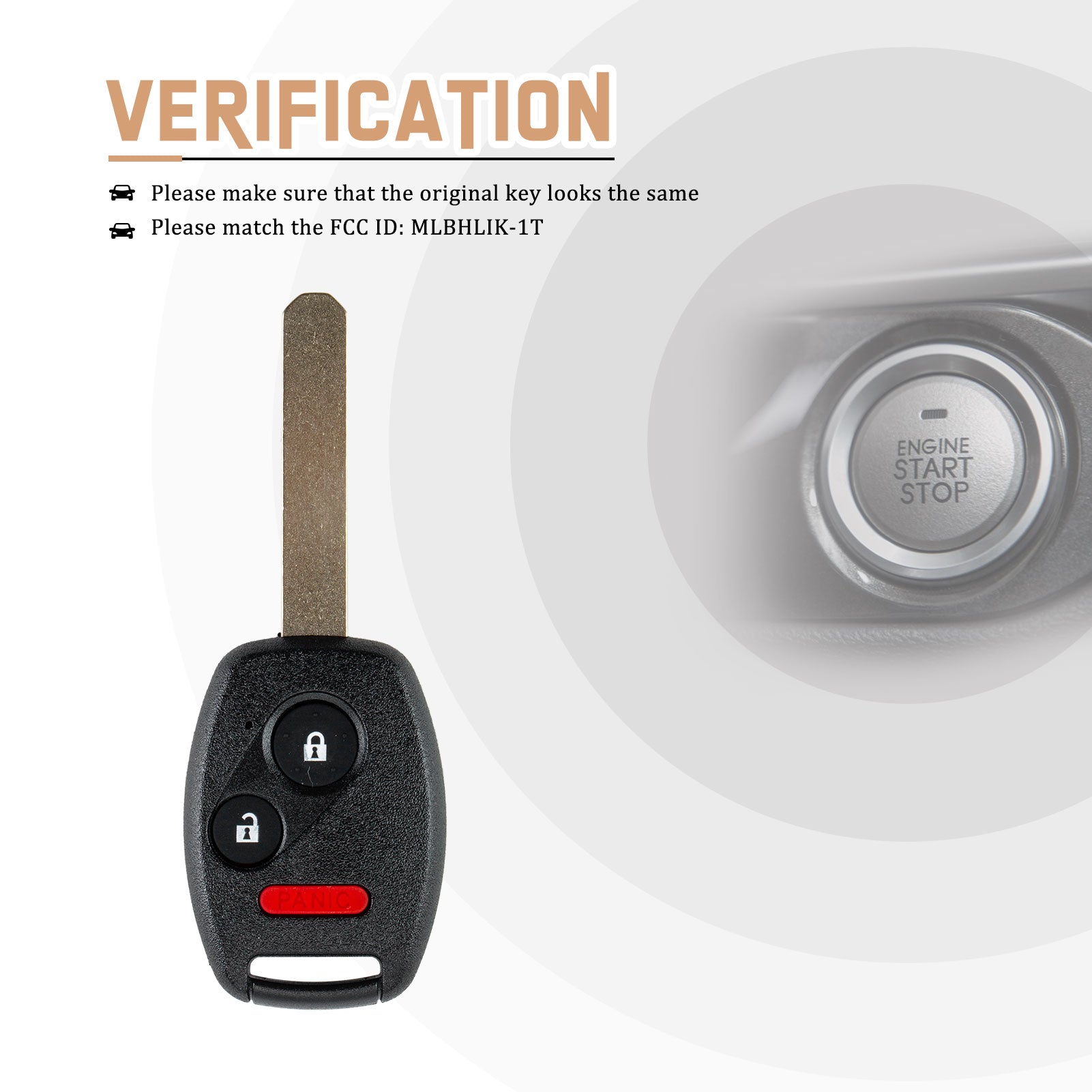 New Keyless Entry Replacement Car Key Fob for Accord / CR-V / CR-Z / Fit / Insight 2007 2008 2009 2010 2011 2012 2013 2014 2015 with FCC ID: MLBHLIK-1T H3SC