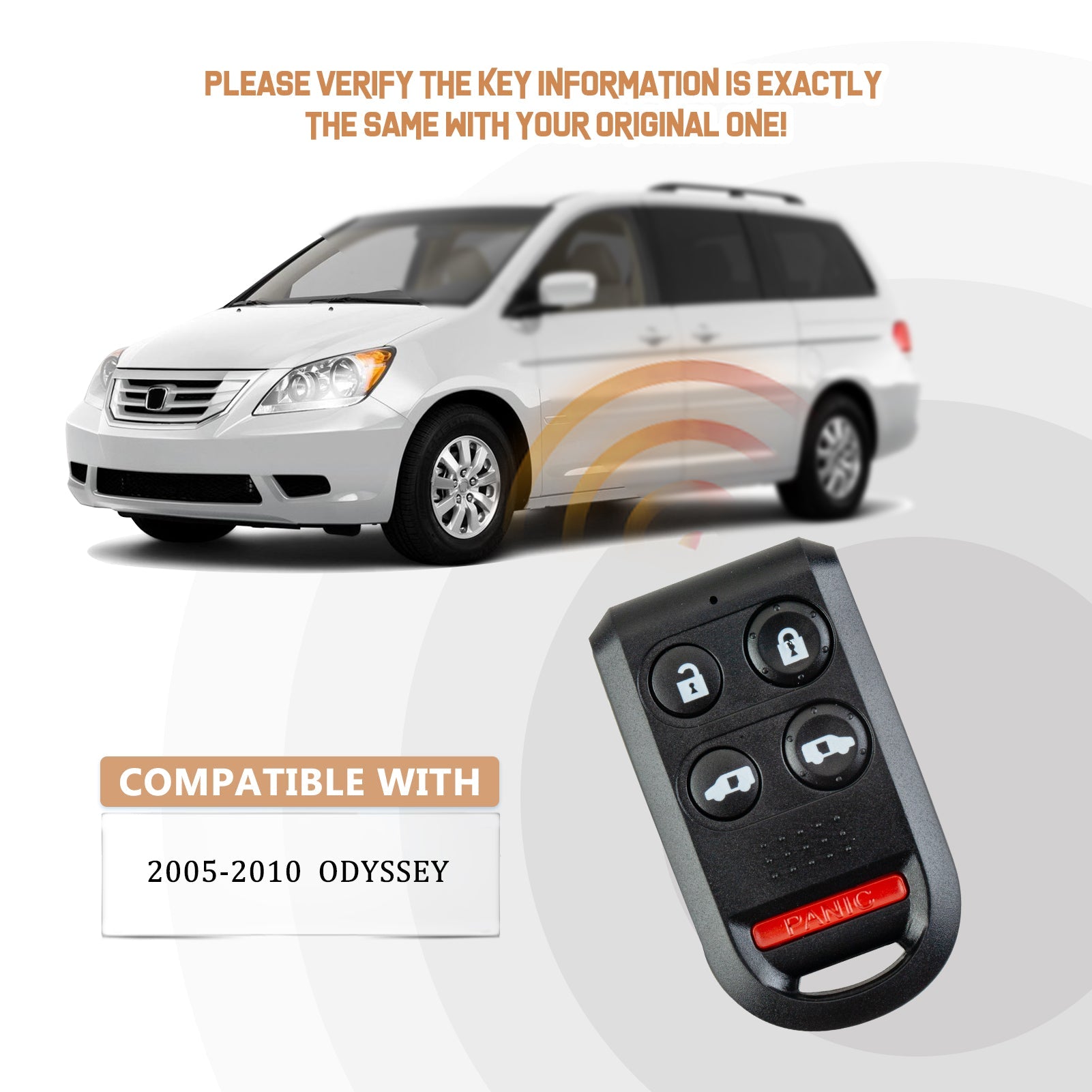 Keyless Entry Remote Car Key Fob Replacement for Select Honda Odyssey Vehicles That use OUCG8D-399H-A 72147-SHJ-A21, 5 Button H5RC(10)