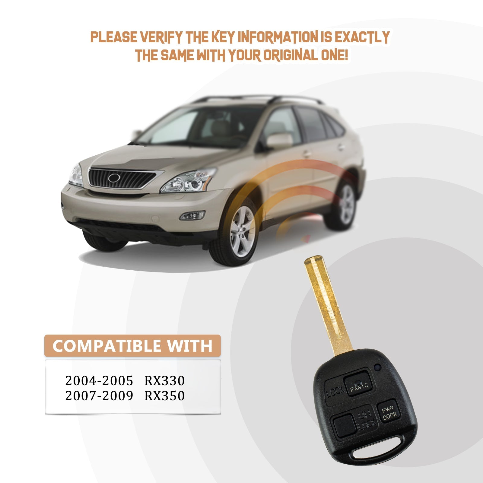 New Keyless Entry Replacement Car Key Fob for 2004/2005/2006 RX330 2007/2008/2009 RX350 with FCC ID: HYQ12BBT 4D68 CHIP L3SA(10)