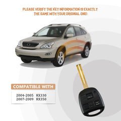 New Keyless Entry Replacement Car Key Fob for 2004/2005/2006 RX330 2007/2008/2009 RX350 with FCC ID: HYQ12BBT 4D68 CHIP L3SA