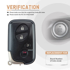 Smart Key Fob Replacement for Lexus ES GS is LS FCCID:HYQ14AAB Board Number: 271451-0140 L4RA