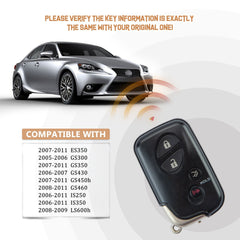 Smart Key Fob Replacement for Lexus ES GS is LS FCCID:HYQ14AAB Board Number: 271451-0140 L4RA(10)