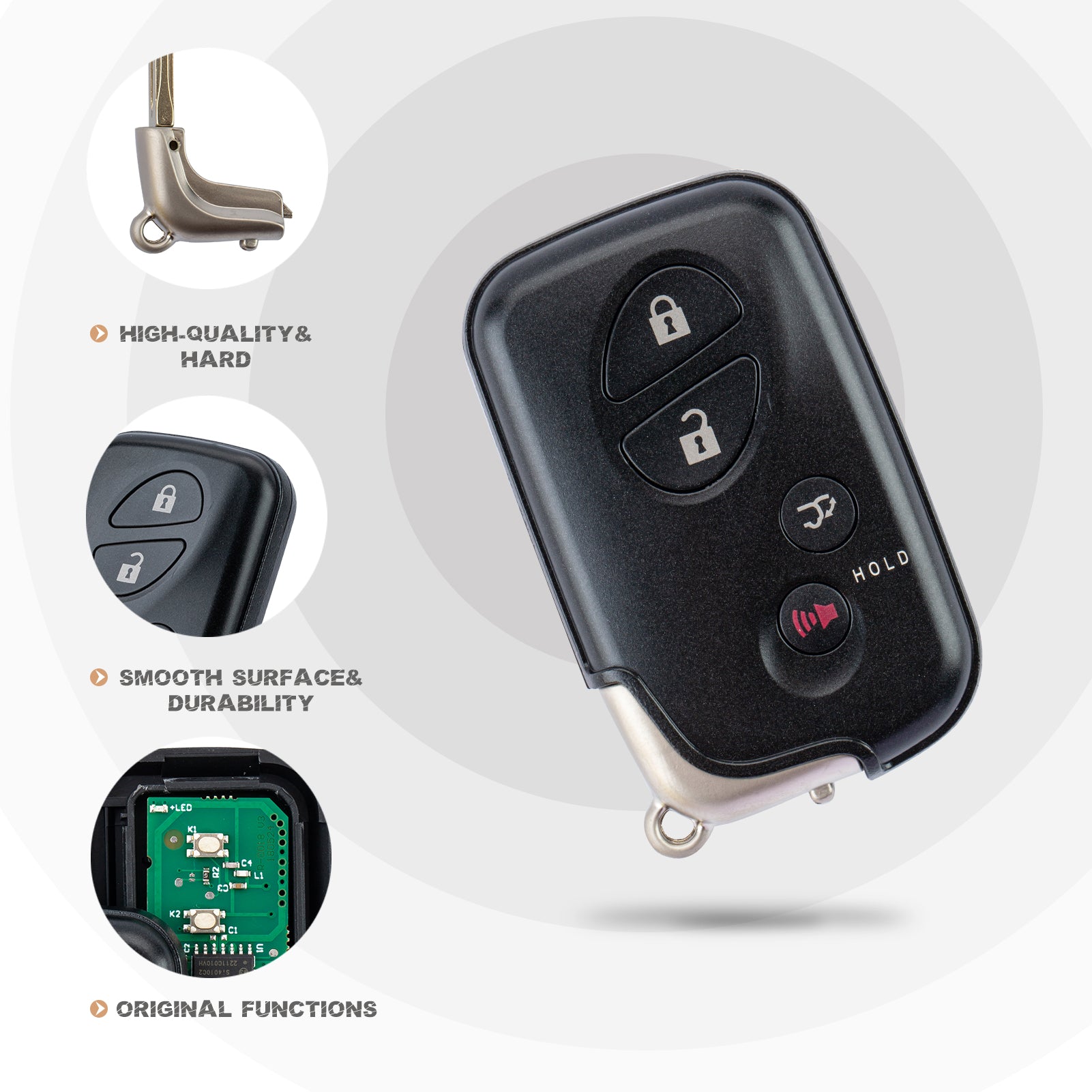 Smart Key Fob Replacement for 2010 - 2015 Lexus RX350 RX450H GX460 CT200H Smart Remote FCC ID: HYQ14ACX L4RB