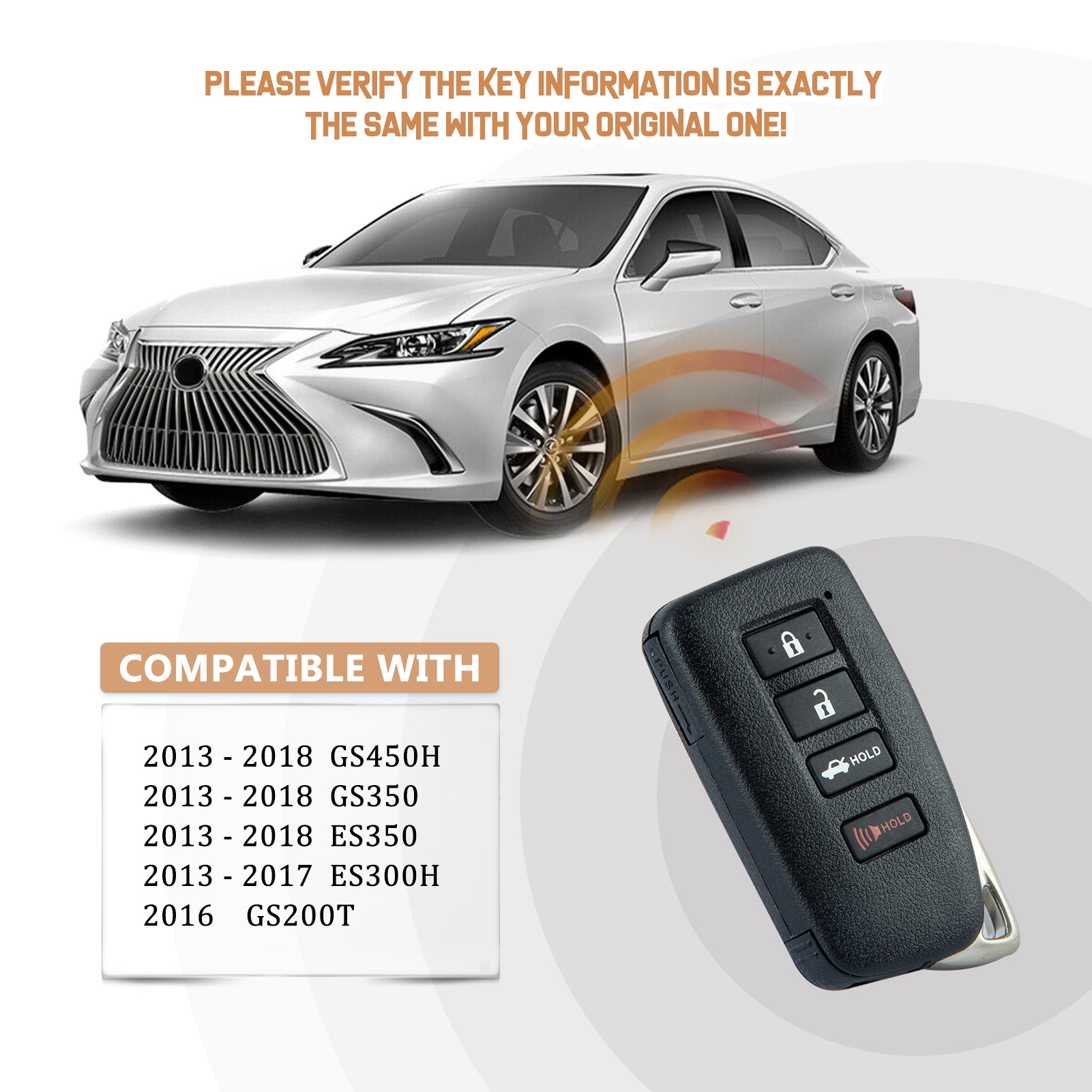 Smart Key Fob Replacement for 2013-2018 Lexus ES350 GS350 Remote FCC ID: HYQ14FBA (IC: 1551A-14FBA) Transmitter ID: 281451-0020 G L4RC