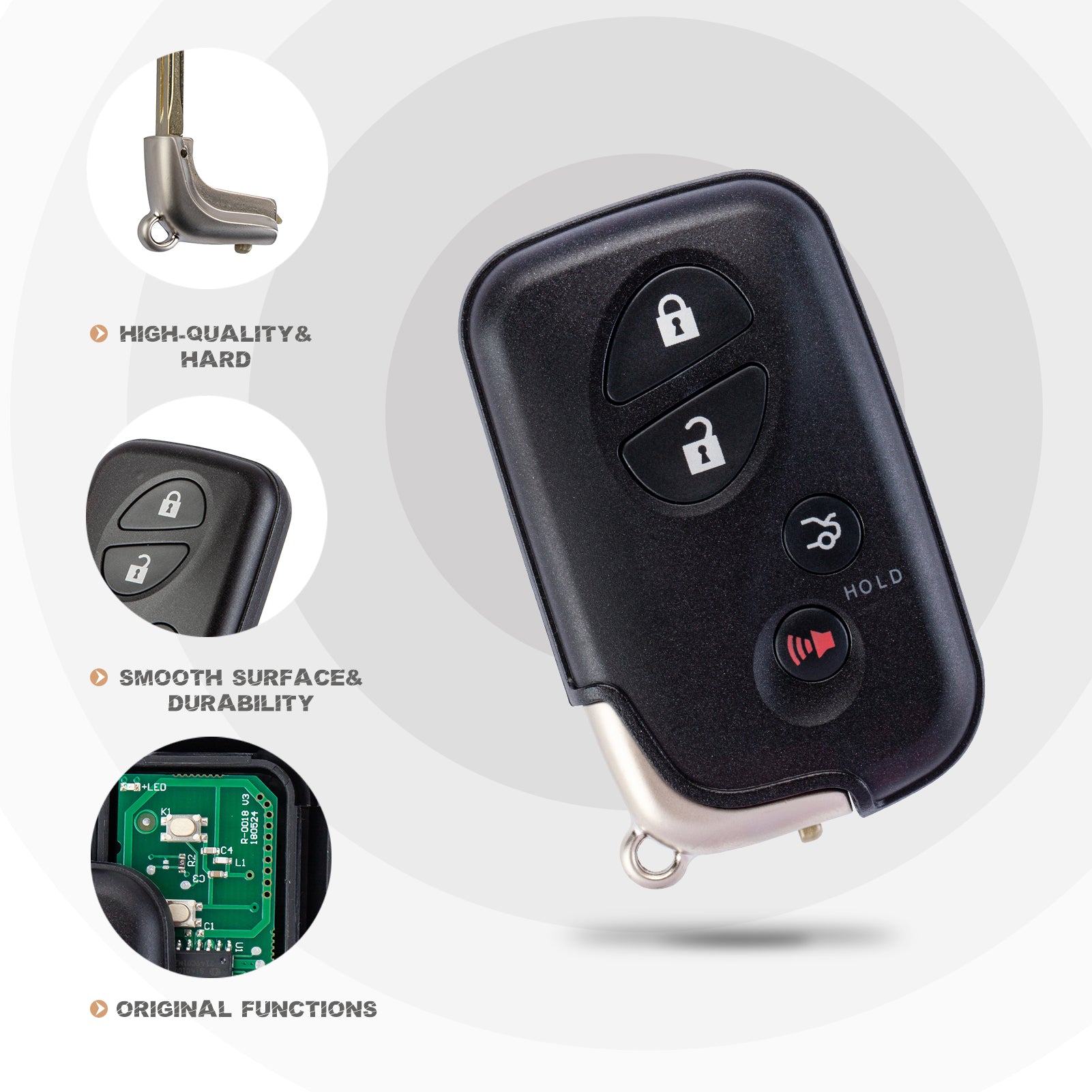 Smart Key Fob Replacement for Lexus ES is GS LS 2009-2012 Smart Remote Keyless Fob HYQ14AAB 3370 Board L4RH