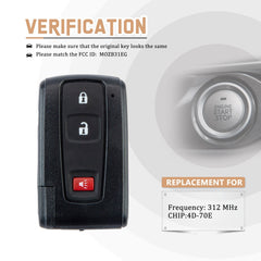 Replacement Car Key Fob for 2004/2005/2006/2007/2008/2009 Toyota Prius with FCC ID: MOZB31EG/CHIP:4D-70E (Silver Logo ONLY) 315 MHz T3RJ(10)