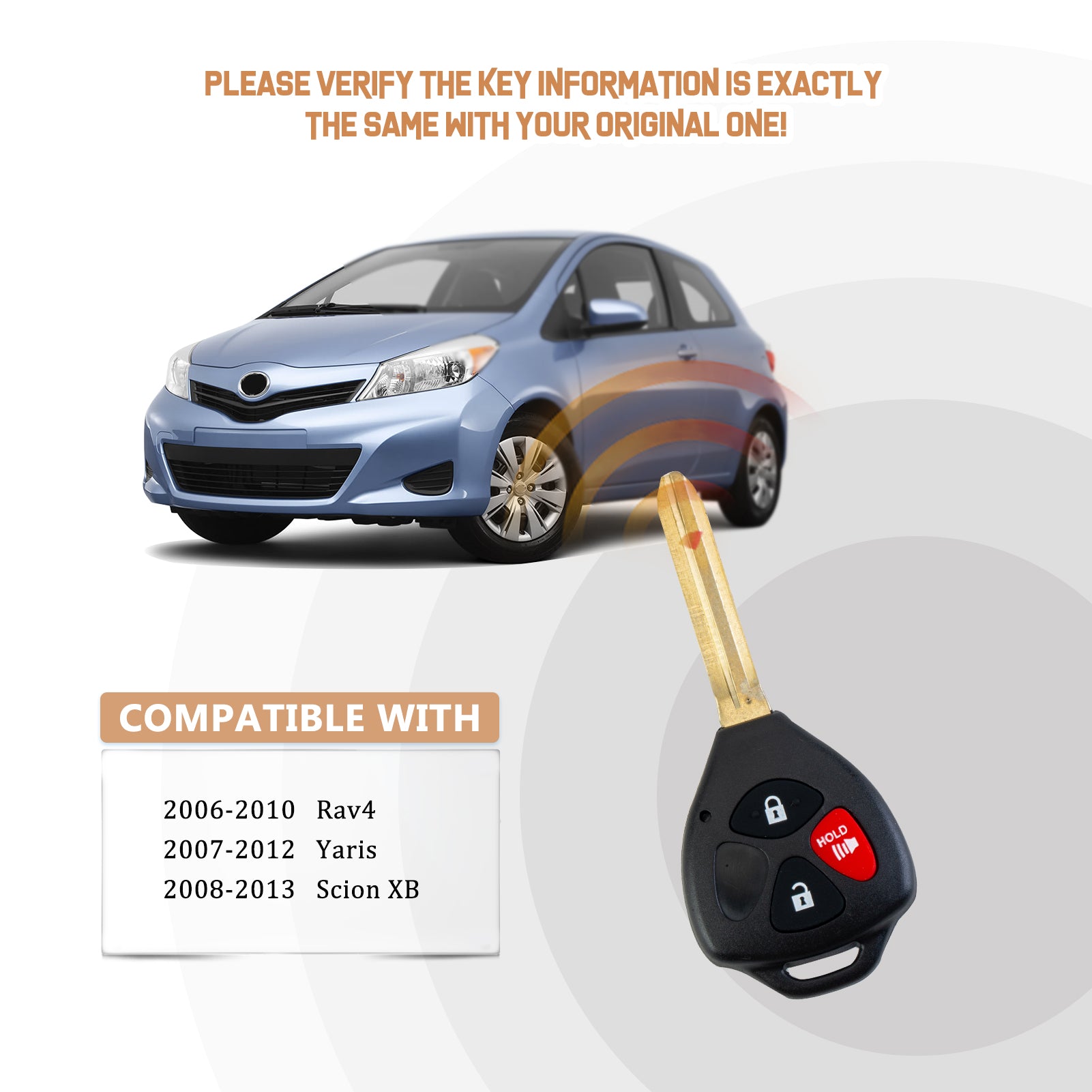 New Keyless Entry Replacement for 2006-2010 Rav4 2007-2012 Yaris 2008-2013 XB FCC ID: HYQ12BBY Part # 89070-42660 89070-42670 4D67 CHIP T3SA