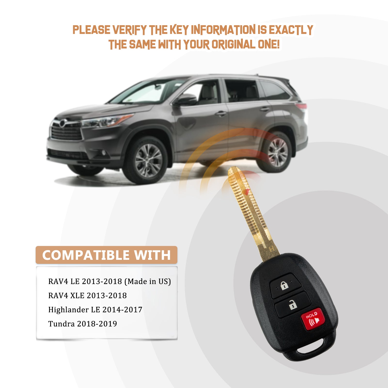 New Keyless Entry Replacement for RAV4 LE 2013-2018 RAV4 XLE 2013-2018 Highlander LE 2014-2017 Tundra 2018-2019 Part # 89070-0R120 FCC ID: GQ4-52T H-Chip T3SE