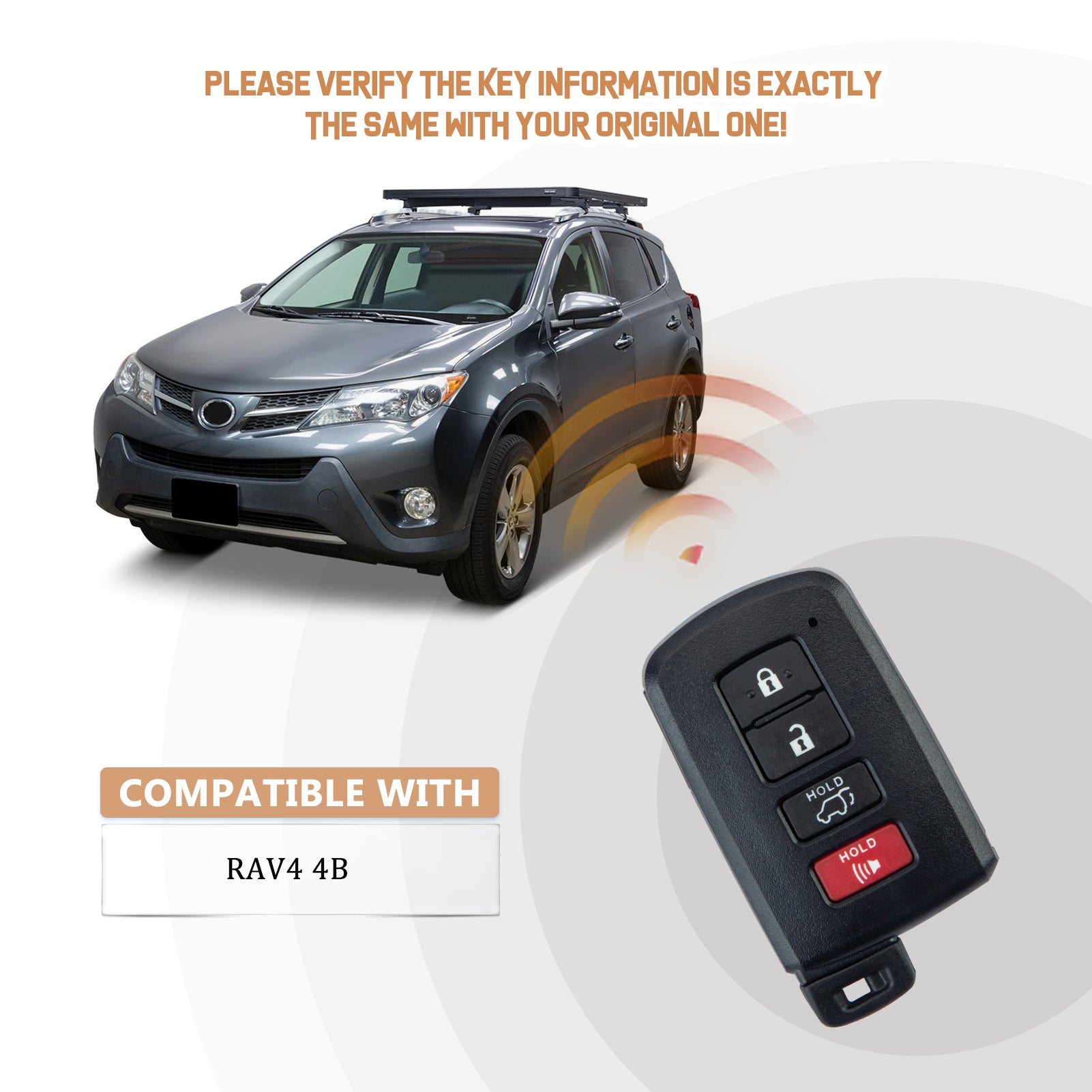 Smart Key Fob Replacement for 2013-2018 Toyota RAV4 Smart Remote FCC ID: HYQ14FBA Board 0020 G T4RG