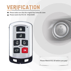 Smart Key Fob Replacement for 2011 - 2019 Toyota Sienna Keyless Remote FCC ID:HYQ14ADR T6RB(10)